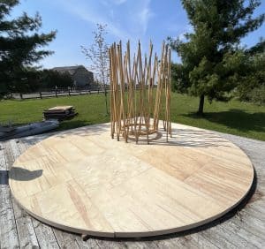 minimal but strong yurt frame on round insulated floor