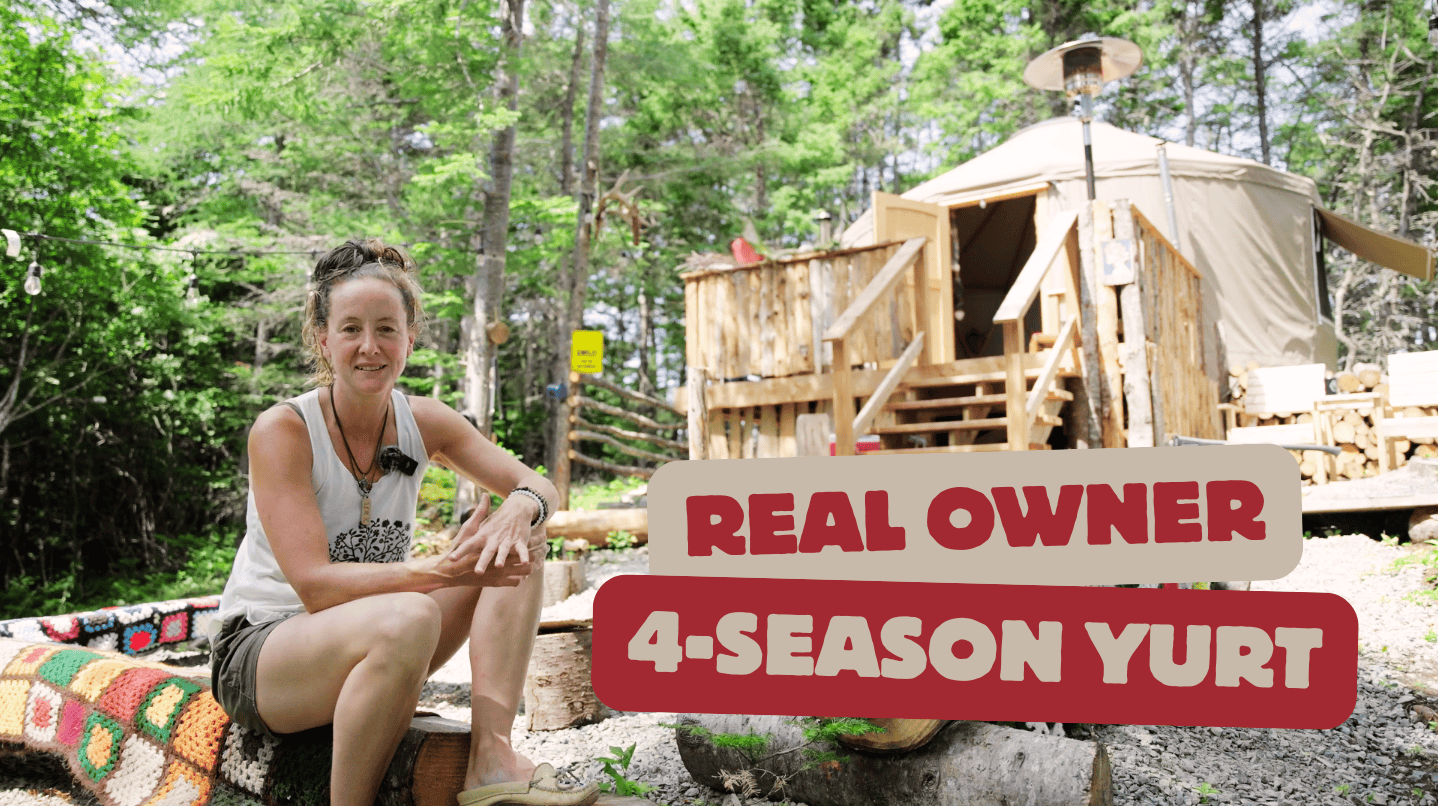 real yurt owner in front of her yurt.